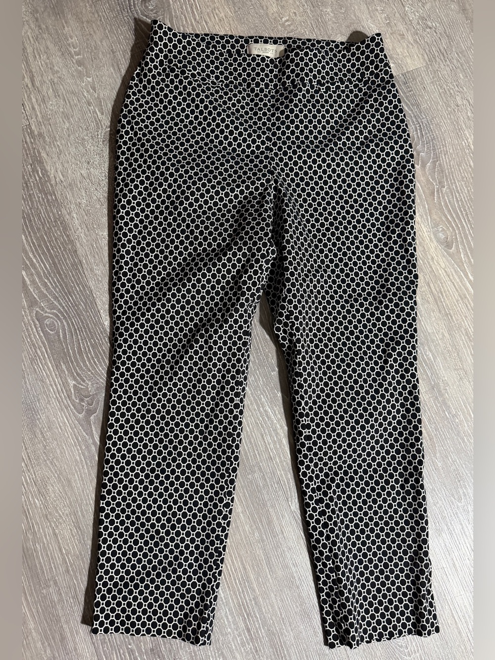 Talbots Black & White Geometric Ankle Pants - Size 6P